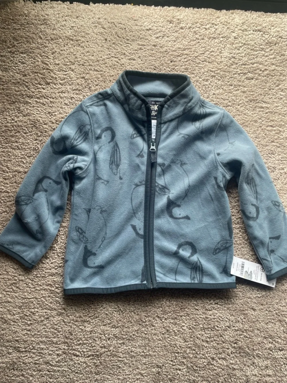 NWT OshKosh B'gosh baby Boy Penguin Microfleece Zip-Up Jacket
